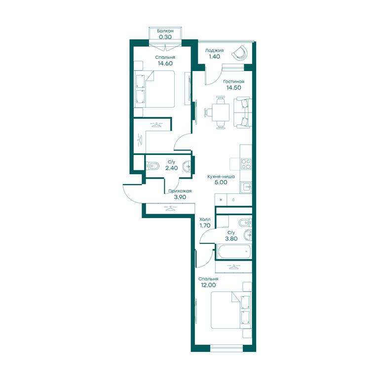 2-BD Apartment Sale, 49.3平方米 at Ravnovesie, zhiloy kompleks Ravnovesiye, selo Perkhushkovo, Odintsovskiy City District, Moscow Region, Russia #1 2-BD Apartment Sale, 49.3平方米 at Ravnovesie, zhiloy kompleks Ravnovesiye, selo Perkhushkovo, Odintsovskiy City District, Moscow Region, Russia #1