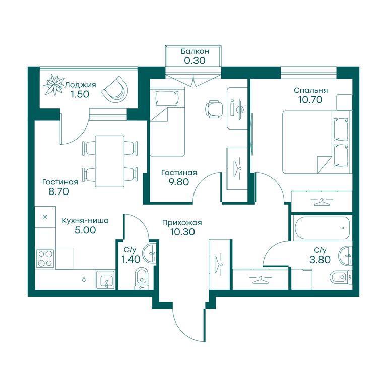 2-BD Apartment Sale, 49.3平方米 at Ravnovesie, zhiloy kompleks Ravnovesiye, selo Perkhushkovo, Odintsovskiy City District, Moscow Region, Russia #1 2-BD Apartment Sale, 49.3平方米 at Ravnovesie, zhiloy kompleks Ravnovesiye, selo Perkhushkovo, Odintsovskiy City District, Moscow Region, Russia #1