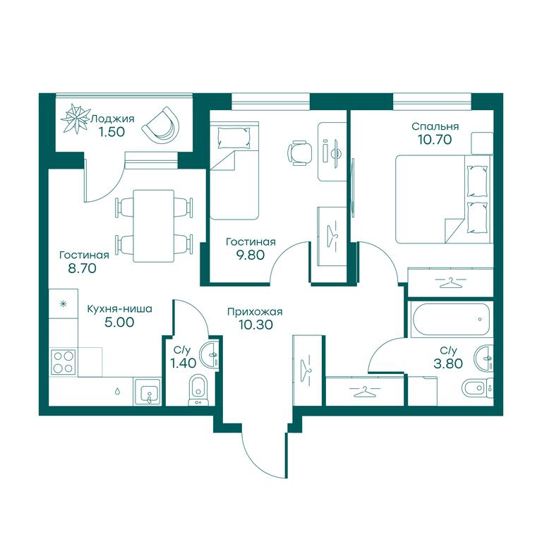 2-BD Apartment Sale, 49.3平方米 at Ravnovesie, zhiloy kompleks Ravnovesiye, selo Perkhushkovo, Odintsovskiy City District, Moscow Region, Russia #1 2-BD Apartment Sale, 49.3平方米 at Ravnovesie, zhiloy kompleks Ravnovesiye, selo Perkhushkovo, Odintsovskiy City District, Moscow Region, Russia #1