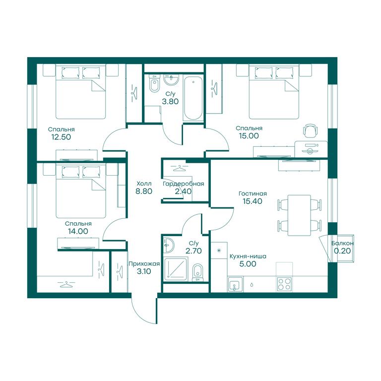 3-BD Apartment Sale, 81.7平方米 at Ravnovesie, zhiloy kompleks Ravnovesiye, selo Perkhushkovo, Odintsovskiy City District, Moscow Region, Russia #1 3-BD Apartment Sale, 81.7平方米 at Ravnovesie, zhiloy kompleks Ravnovesiye, selo Perkhushkovo, Odintsovskiy City District, Moscow Region, Russia #1