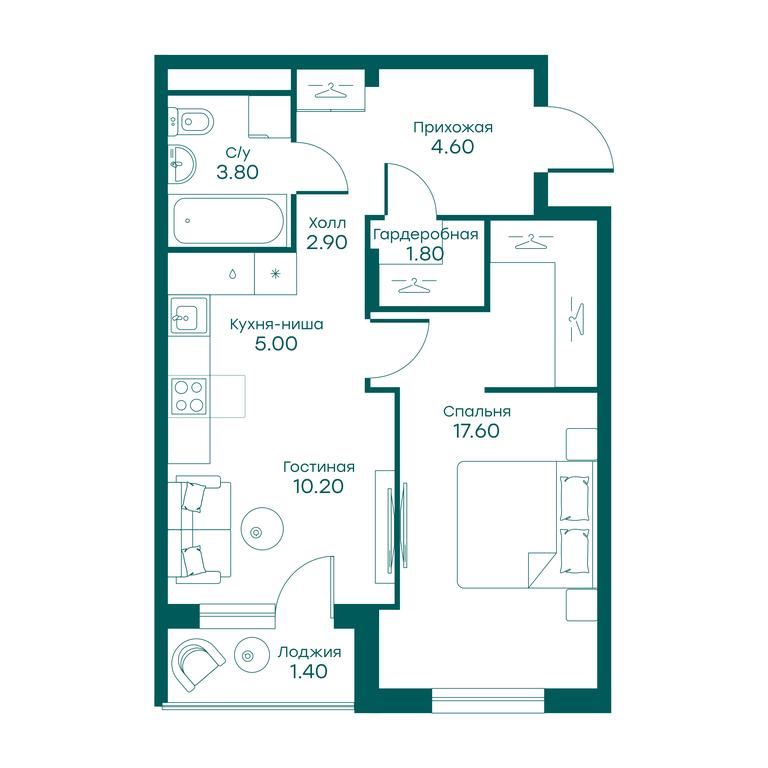 1-BD Apartment Sale, 45.4平方米 at Ravnovesie, zhiloy kompleks Ravnovesiye, selo Perkhushkovo, Odintsovskiy City District, Moscow Region, Russia #1 1-BD Apartment Sale, 45.4平方米 at Ravnovesie, zhiloy kompleks Ravnovesiye, selo Perkhushkovo, Odintsovskiy City District, Moscow Region, Russia #1