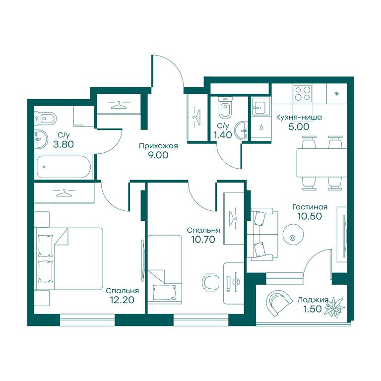 2-BD Apartment Sale, 52 sq. m. at Ravnovesie, zhiloy kompleks Ravnovesiye, selo Perkhushkovo, Odintsovskiy City District, Moscow Region, Russia #1 2-BD Apartment Sale, 52 sq. m. at Ravnovesie, zhiloy kompleks Ravnovesiye, selo Perkhushkovo, Odintsovskiy City District, Moscow Region, Russia #1