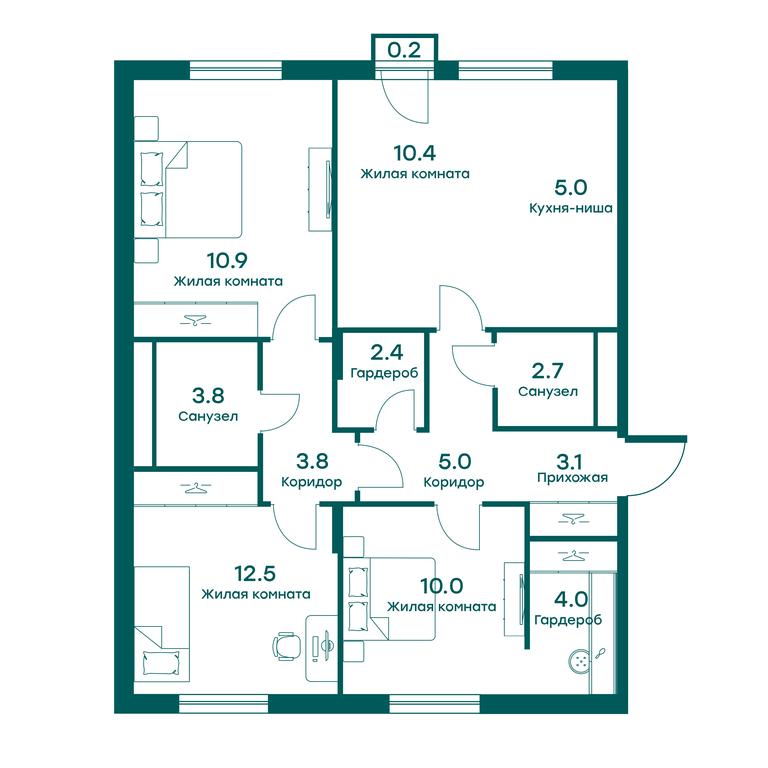 3-BD Apartment Sale, 82.7 sq. m. at Ravnovesie, zhiloy kompleks Ravnovesiye, selo Perkhushkovo, Odintsovskiy City District, Moscow Region, Russia #1