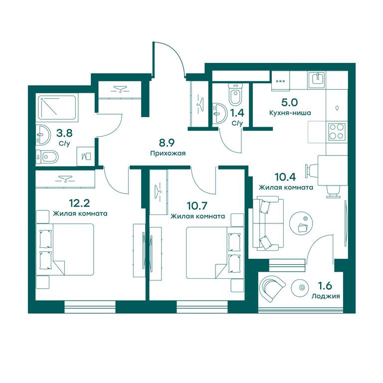 1-BD Apartment Sale, 52.4平方米 at Ravnovesie, zhiloy kompleks Ravnovesiye, selo Perkhushkovo, Odintsovskiy City District, Moscow Region, Russia #1 1-BD Apartment Sale, 52.4平方米 at Ravnovesie, zhiloy kompleks Ravnovesiye, selo Perkhushkovo, Odintsovskiy City District, Moscow Region, Russia #1