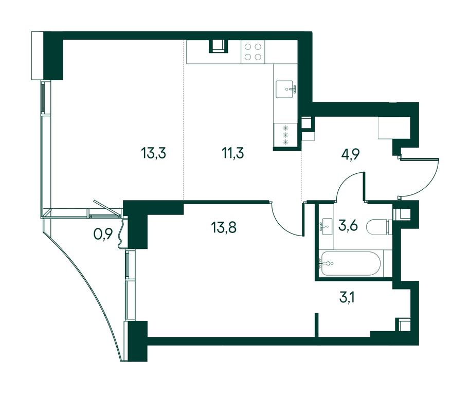 1-BD Apartment Sale, 51.1 sq. m. at Primavera, Volokolamskoye Highway, вл67, Moscow, Russia #1
