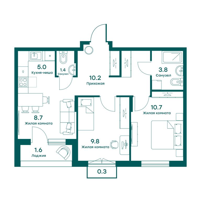 2-BD Apartment Sale, 49.7 sq. m. at Ravnovesie, zhiloy kompleks Ravnovesiye, selo Perkhushkovo, Odintsovskiy City District, Moscow Region, Russia #1 2-BD Apartment Sale, 49.7 sq. m. at Ravnovesie, zhiloy kompleks Ravnovesiye, selo Perkhushkovo, Odintsovskiy City District, Moscow Region, Russia #1