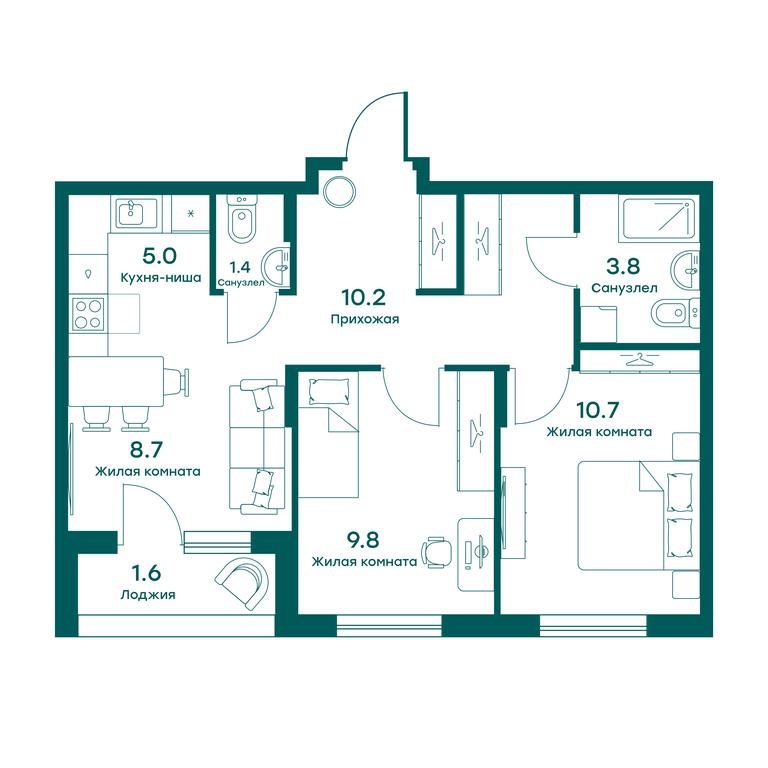 2-BD Apartment Sale, 49.7 sq. m. at Ravnovesie, zhiloy kompleks Ravnovesiye, selo Perkhushkovo, Odintsovskiy City District, Moscow Region, Russia #1 2-BD Apartment Sale, 49.7 sq. m. at Ravnovesie, zhiloy kompleks Ravnovesiye, selo Perkhushkovo, Odintsovskiy City District, Moscow Region, Russia #1