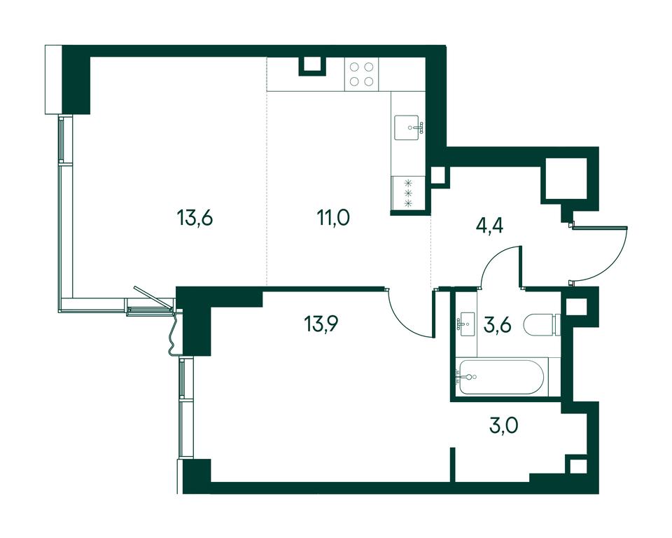 1-BD Apartment Sale, 49.6 sq. m. at Primavera, Volokolamskoye Highway, вл67, Moscow, Russia #1