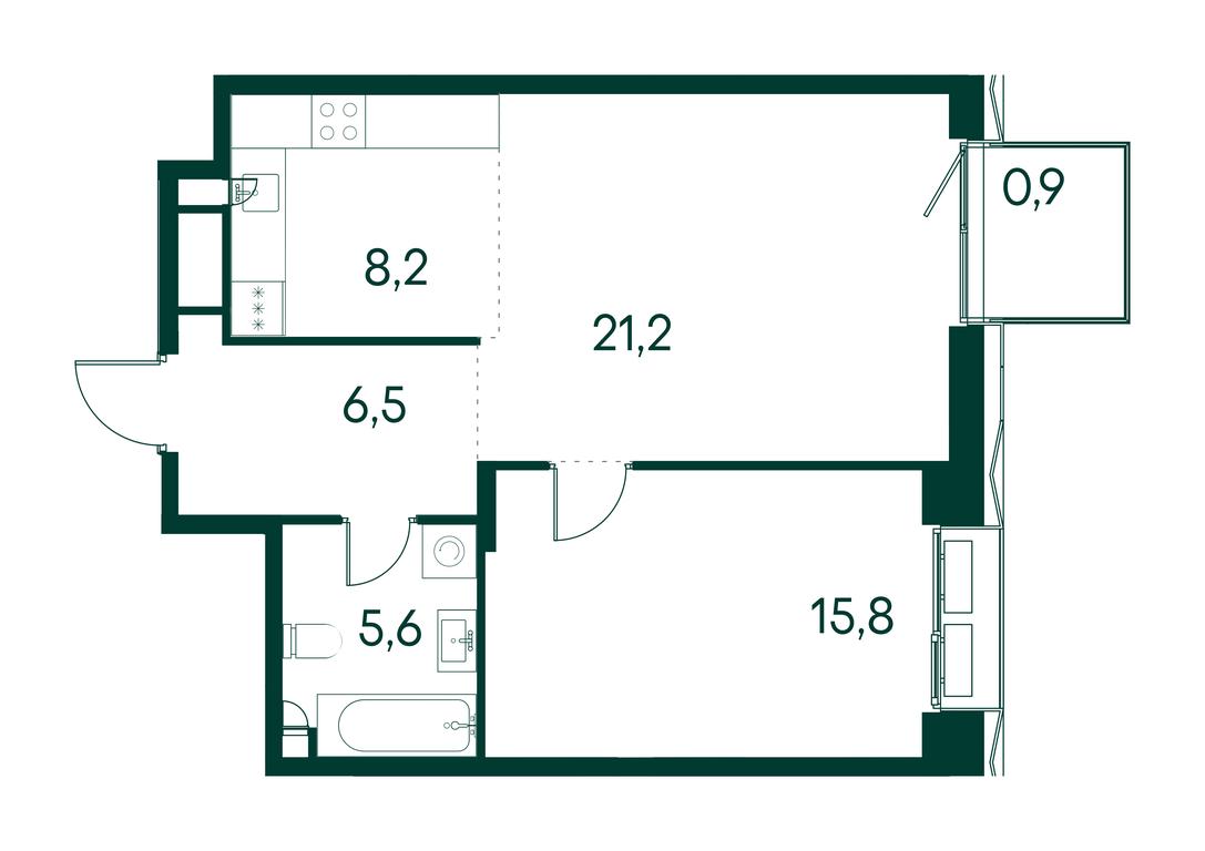 1-BD Apartment Sale, 58.1 sq. m. at Primavera, Volokolamskoye Highway, вл67, Moscow, Russia #1