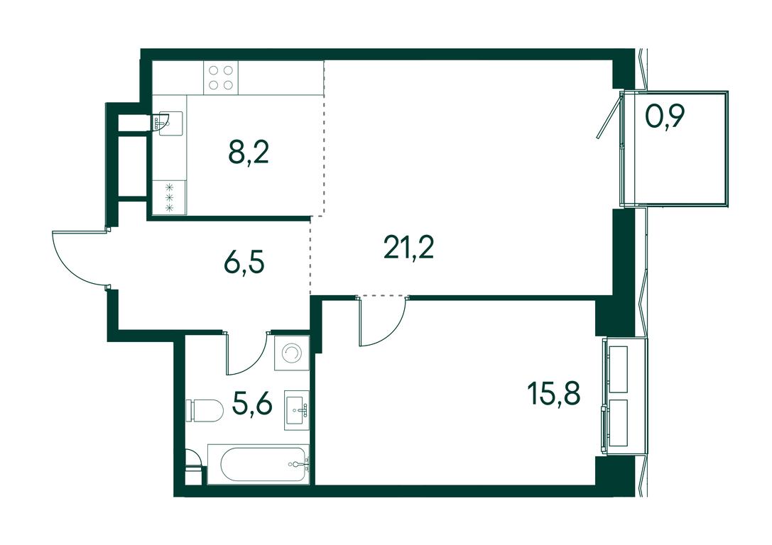 1-BD Apartment Sale, 58.2 sq. m. at Primavera, Volokolamskoye Highway, вл67, Moscow, Russia #1