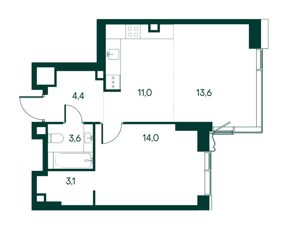 1-BD Apartment Sale, 49.7 sq. m. at Primavera, Volokolamskoye Highway, вл67, Moscow, Russia #1