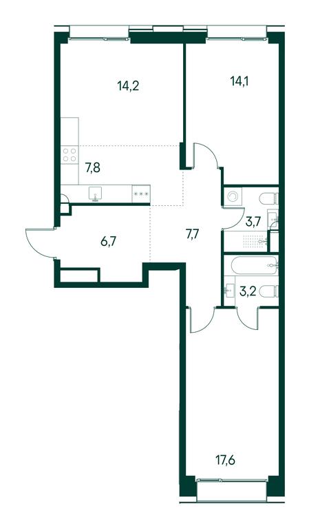 2-BD Apartment Sale, 75平方米 at Primavera, Volokolamskoye Highway, вл67, Moscow, Russia #1
