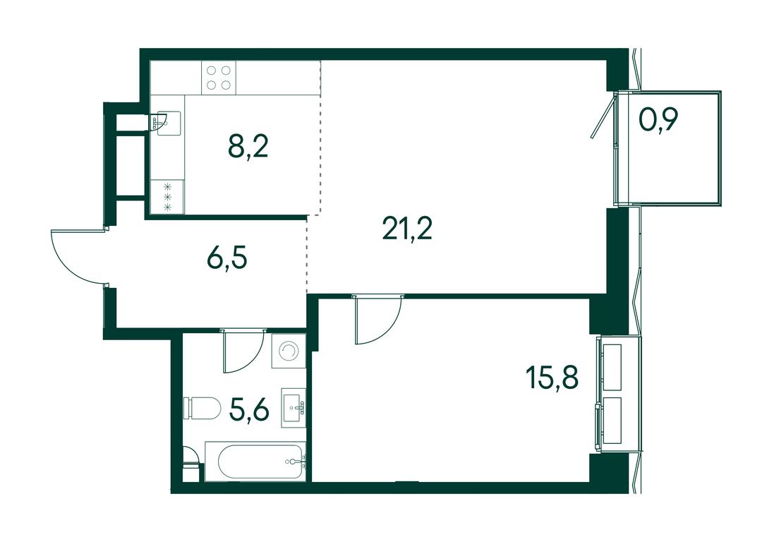 1-BD Apartment Sale, 58.2 sq. m. at Primavera, Volokolamskoye Highway, вл67, Moscow, Russia #1