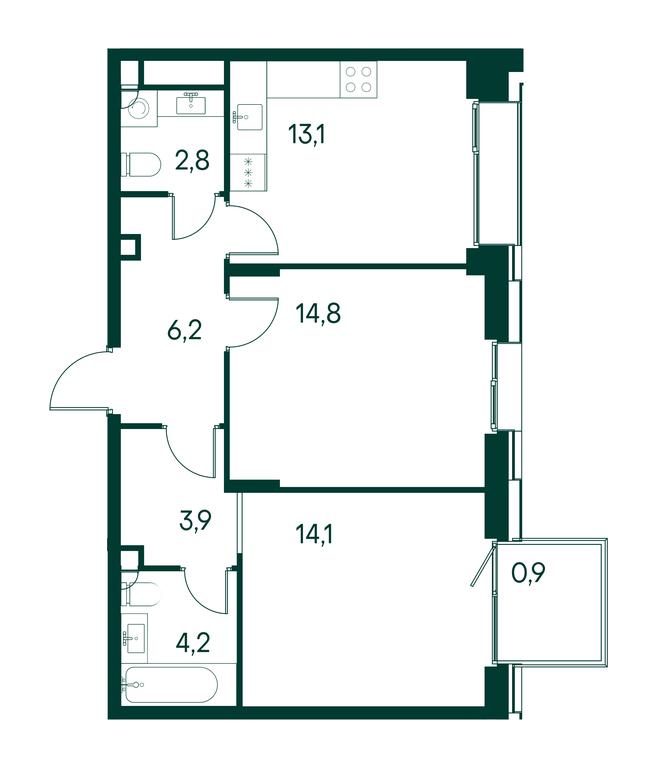 2-BD Apartment Sale, 60.1 sq. m. at Primavera, Volokolamskoye Highway, вл67, Moscow, Russia #1