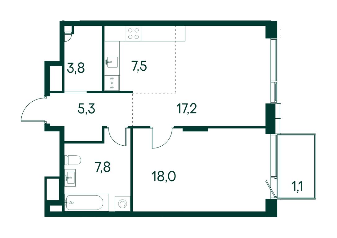 1-BD Apartment Sale, 60.7 sq. m. at Primavera, Volokolamskoye Highway, вл67, Moscow, Russia #1