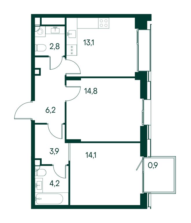 2-BD Apartment Sale, 60.1 sq. m. at Primavera, Volokolamskoye Highway, вл67, Moscow, Russia #1
