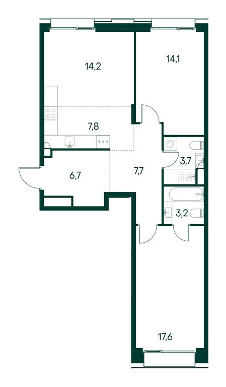 2-BD Apartment Sale, 75平方米 at Primavera, Volokolamskoye Highway, вл67, Moscow, Russia #1
