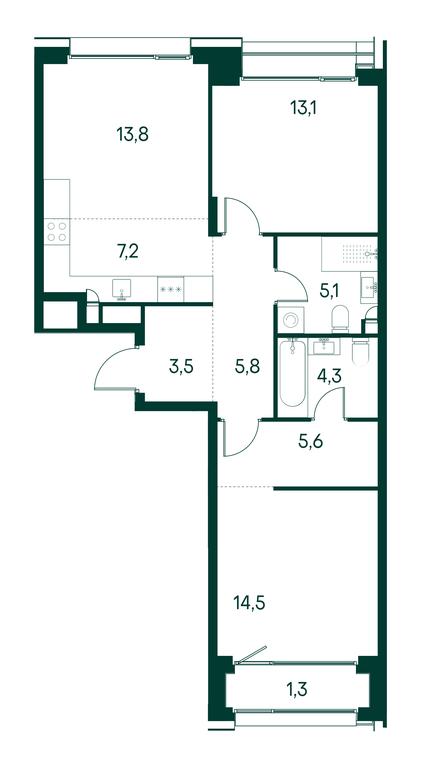 2-BD Apartment Sale, 74.1平方米 at Primavera, Volokolamskoye Highway, вл67, Moscow, Russia #1 2-BD Apartment Sale, 74.1平方米 at Primavera, Volokolamskoye Highway, вл67, Moscow, Russia #1