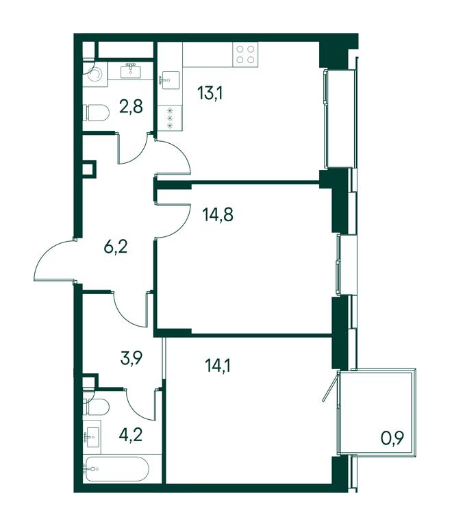 2-BD Apartment Sale, 60.1平方米 at Primavera, Volokolamskoye Highway, вл67, Moscow, Russia #1