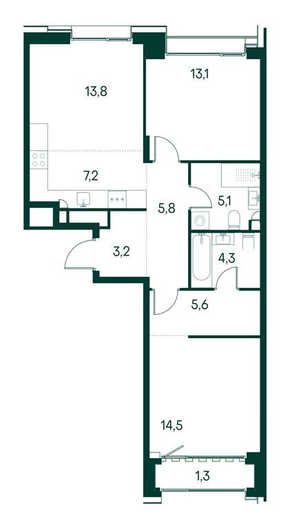 2-BD Apartment Sale, 73.8 sq. m. at Primavera, Volokolamskoye Highway, вл67, Moscow, Russia #1