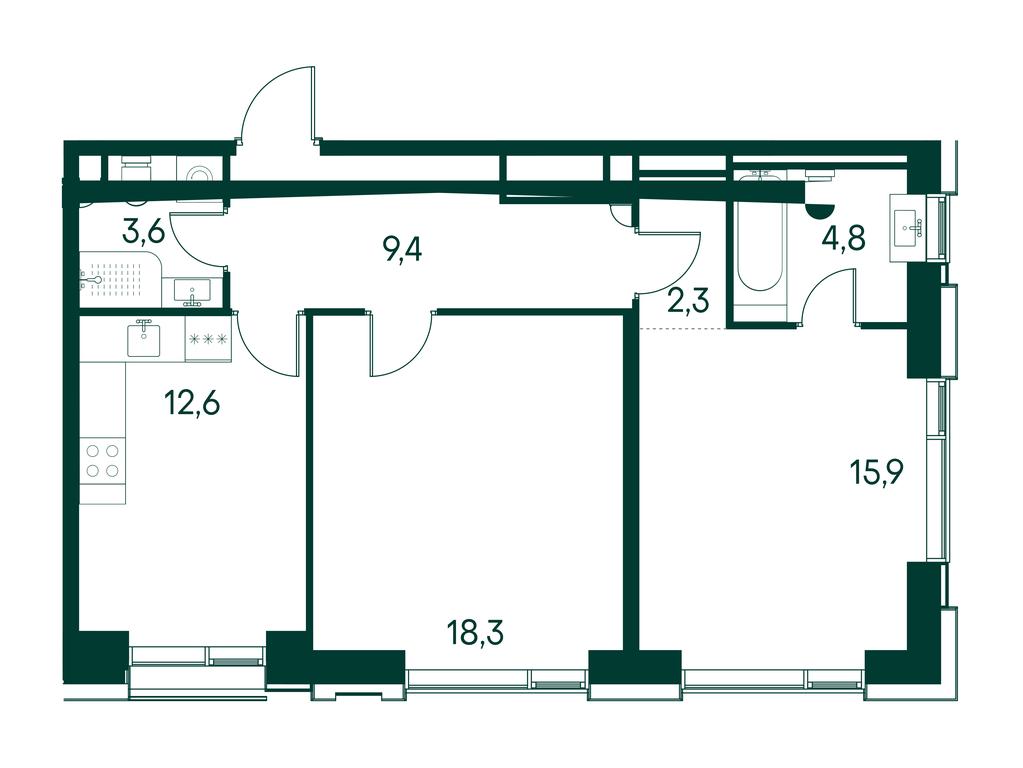 2-BD Apartment Sale, 67.5平方米 at Primavera, Volokolamskoye Highway, вл67, Moscow, Russia #1