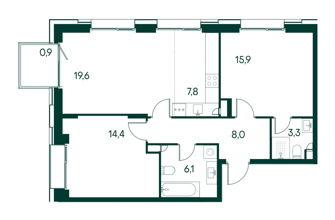 2-BD Apartment Sale, 76.1 sq. m. at Primavera, Volokolamskoye Highway, вл67, Moscow, Russia #1 2-BD Apartment Sale, 76.1 sq. m. at Primavera, Volokolamskoye Highway, вл67, Moscow, Russia #1