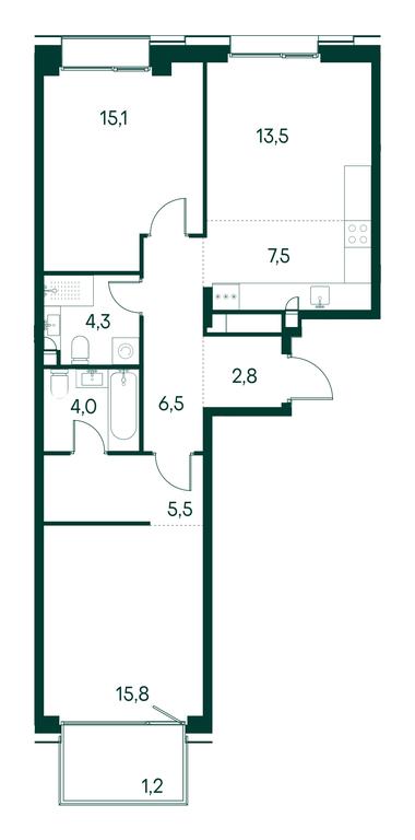 2-BD Apartment Sale, 76.1平方米 at Primavera, Volokolamskoye Highway, вл67, Moscow, Russia #1 2-BD Apartment Sale, 76.1平方米 at Primavera, Volokolamskoye Highway, вл67, Moscow, Russia #1