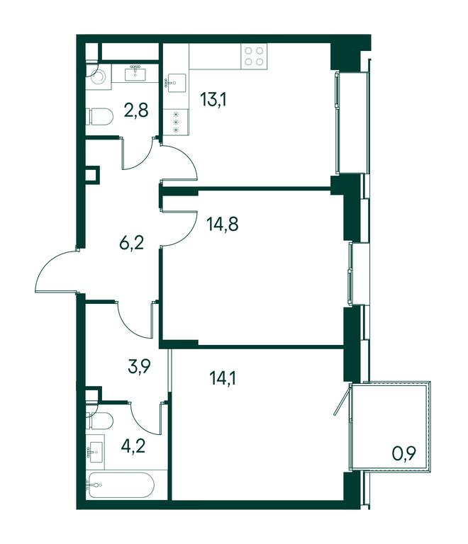 2-BD Apartment Sale, 60.1 sq. m. at Primavera, Volokolamskoye Highway, вл67, Moscow, Russia #1