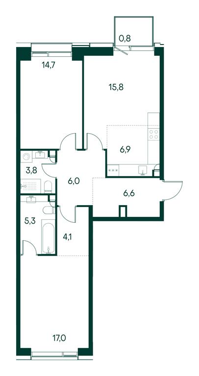 2-BD Apartment Sale, 80.9平方米 at Primavera, Volokolamskoye Highway, вл67, Moscow, Russia #1 2-BD Apartment Sale, 80.9平方米 at Primavera, Volokolamskoye Highway, вл67, Moscow, Russia #1