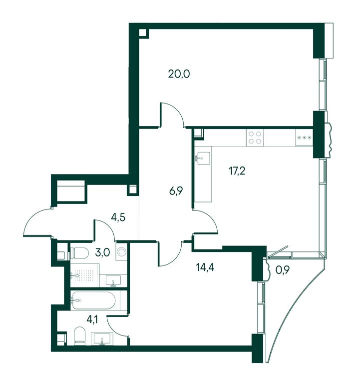 2-BD Apartment Sale, 71.2平方米 at Primavera, Volokolamskoye Highway, вл67, Moscow, Russia #1