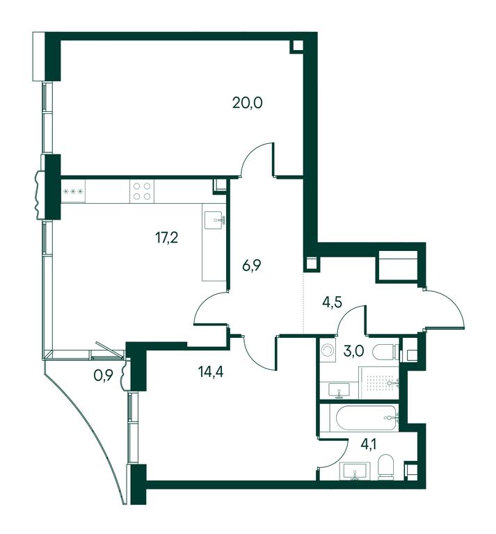 2-BD Apartment Sale, 71.2平方米 at Primavera, Volokolamskoye Highway, вл67, Moscow, Russia #1