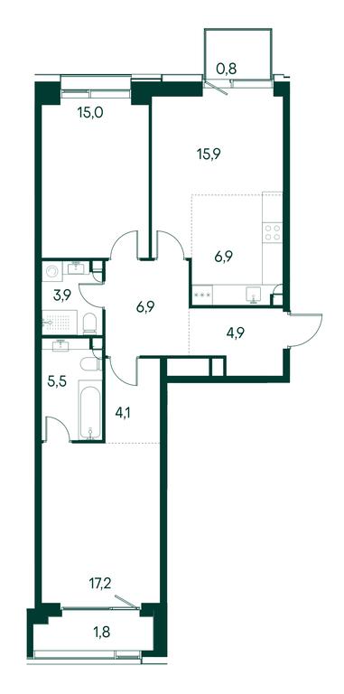 2-BD Apartment Sale, 81.7平方米 at Primavera, Volokolamskoye Highway, вл67, Moscow, Russia #1 2-BD Apartment Sale, 81.7平方米 at Primavera, Volokolamskoye Highway, вл67, Moscow, Russia #1