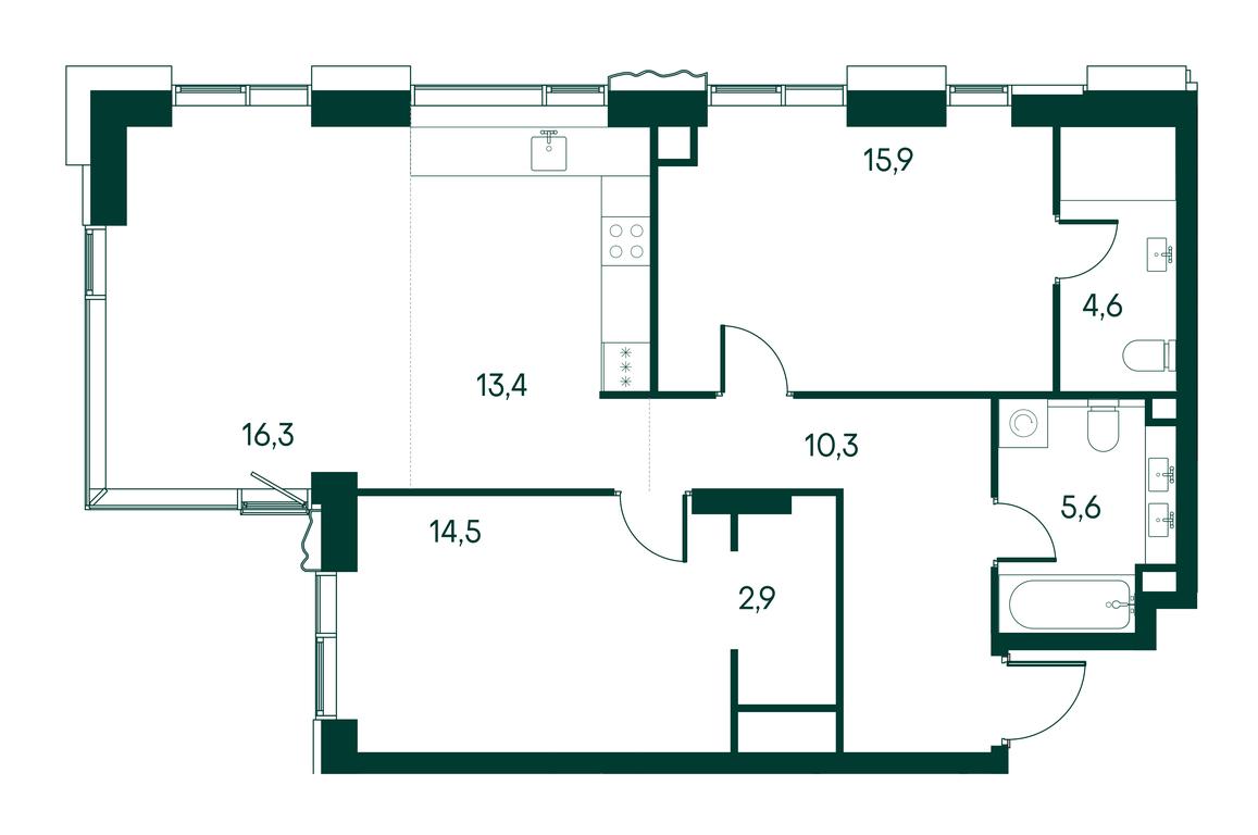 3-BD Apartment Sale, 83.7 sq. m. at Primavera, Volokolamskoye Highway, вл67, Moscow, Russia #1