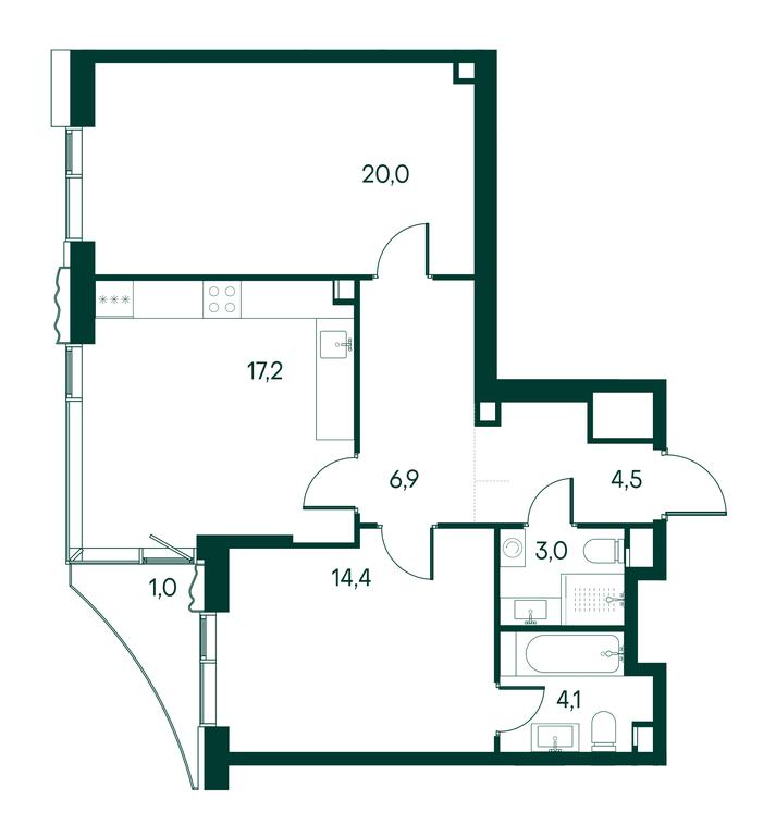 2-BD Apartment Sale, 71.2 sq. m. at Primavera, Volokolamskoye Highway, вл67, Moscow, Russia #1