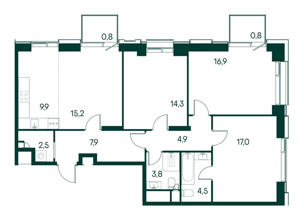 3-BD Apartment Sale, 98.6平方米 at Primavera, Volokolamskoye Highway, вл67, Moscow, Russia #1 3-BD Apartment Sale, 98.6平方米 at Primavera, Volokolamskoye Highway, вл67, Moscow, Russia #1