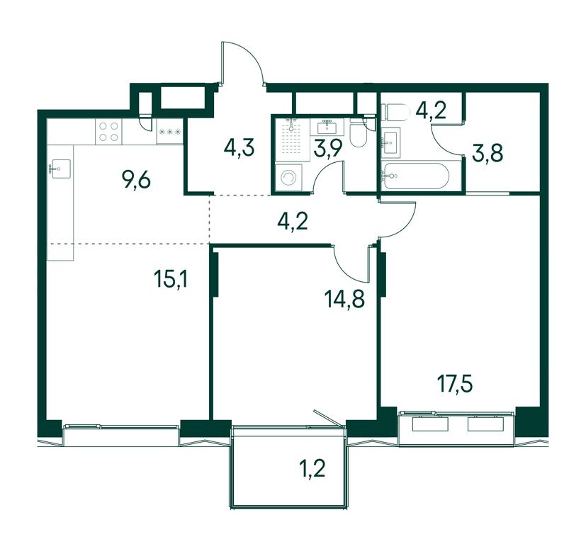 2-BD Apartment Sale, 78.6平方米 at Primavera, Volokolamskoye Highway, вл67, Moscow, Russia #1
