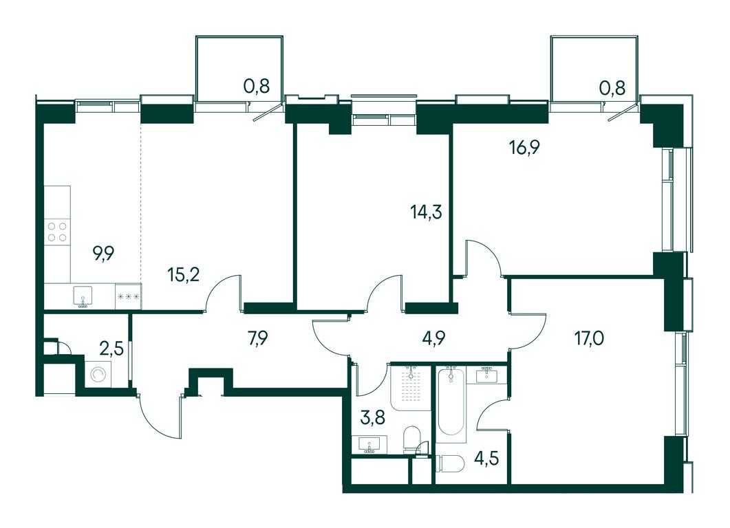 3-BD Apartment Sale, 98.6 sq. m. at Primavera, Volokolamskoye Highway, вл67, Moscow, Russia #1 3-BD Apartment Sale, 98.6 sq. m. at Primavera, Volokolamskoye Highway, вл67, Moscow, Russia #1