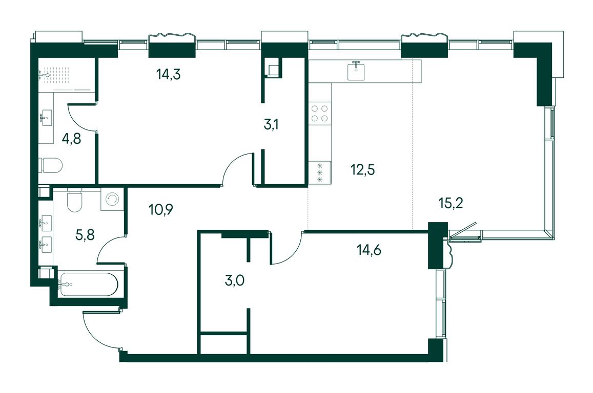 3-BD Apartment Sale, 84.3平方米 at Primavera, Volokolamskoye Highway, вл67, Moscow, Russia #1 3-BD Apartment Sale, 84.3平方米 at Primavera, Volokolamskoye Highway, вл67, Moscow, Russia #1