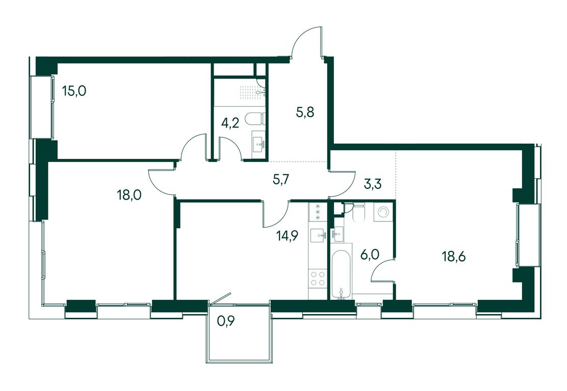 3-BD Apartment Sale, 92.4 sq. m. at Primavera, Volokolamskoye Highway, вл67, Moscow, Russia #1 3-BD Apartment Sale, 92.4 sq. m. at Primavera, Volokolamskoye Highway, вл67, Moscow, Russia #1