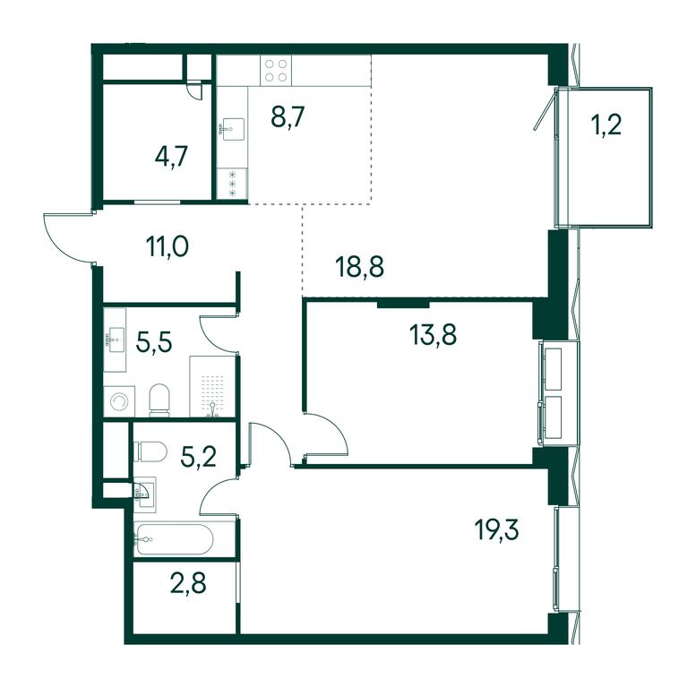 2-BD Apartment Sale, 91平方米 at Primavera, Volokolamskoye Highway, вл67, Moscow, Russia #1 2-BD Apartment Sale, 91平方米 at Primavera, Volokolamskoye Highway, вл67, Moscow, Russia #1