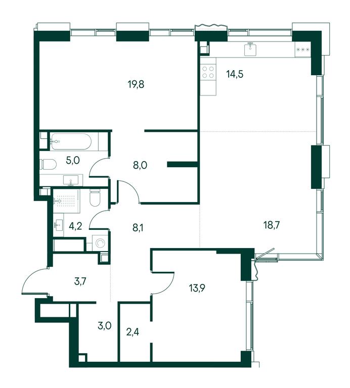 2-BD Apartment Sale, 101.8 sq. m. at Primavera, Volokolamskoye Highway, вл67, Moscow, Russia #1