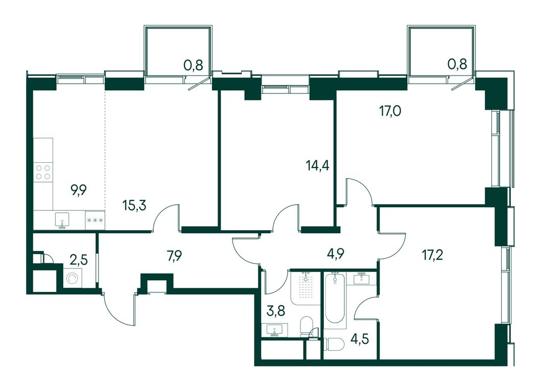 3-BD Apartment Sale, 99.1 sq. m. at Primavera, Volokolamskoye Highway, вл67, Moscow, Russia #1 3-BD Apartment Sale, 99.1 sq. m. at Primavera, Volokolamskoye Highway, вл67, Moscow, Russia #1