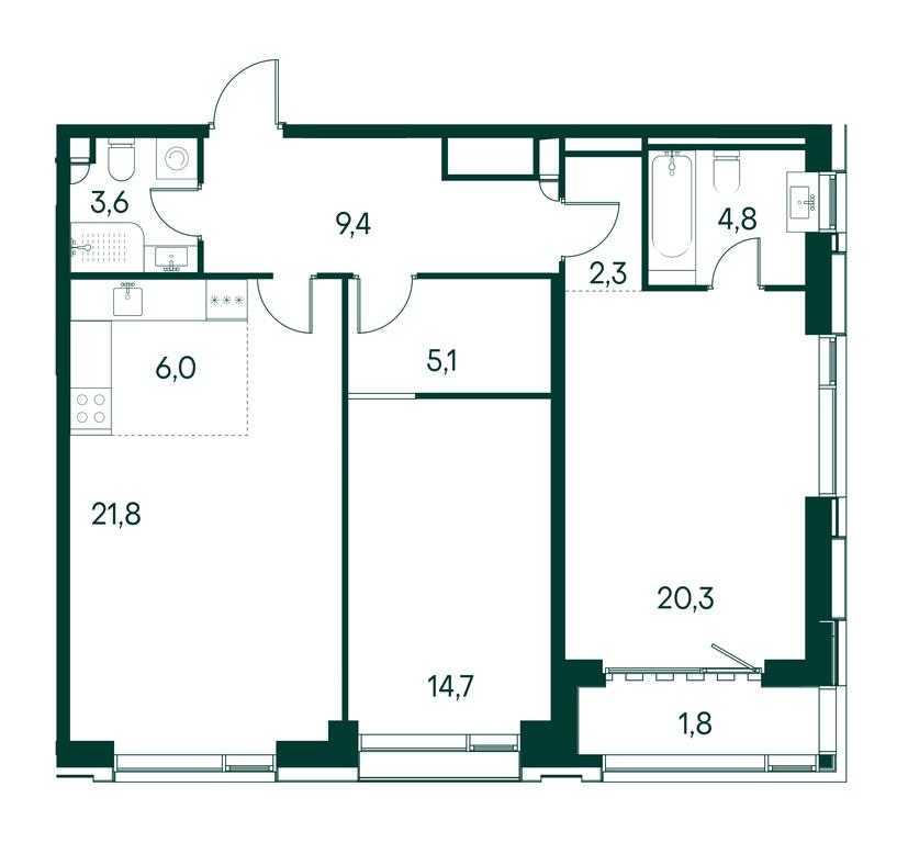 2-BD Apartment Sale, 90.1平方米 at Primavera, Volokolamskoye Highway, вл67, Moscow, Russia #1 2-BD Apartment Sale, 90.1平方米 at Primavera, Volokolamskoye Highway, вл67, Moscow, Russia #1