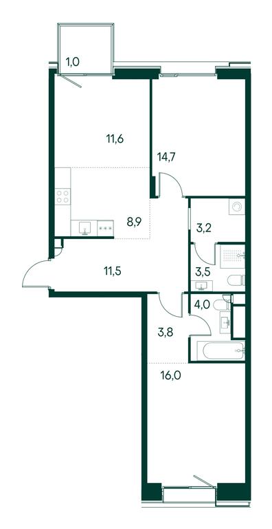 2-BD Apartment Sale, 78.4平方米 at Primavera, Volokolamskoye Highway, вл67, Moscow, Russia #1
