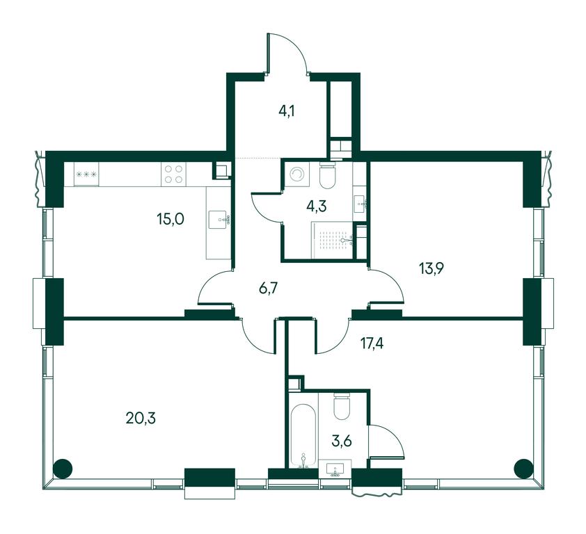 3-BD Apartment Sale, 85.6平方米 at Primavera, Volokolamskoye Highway, вл67, Moscow, Russia #1 3-BD Apartment Sale, 85.6平方米 at Primavera, Volokolamskoye Highway, вл67, Moscow, Russia #1
