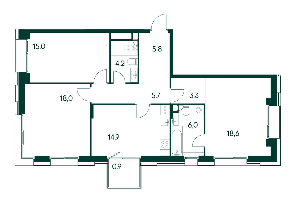 3-BD Apartment Sale, 92.4 sq. m. at Primavera, Volokolamskoye Highway, вл67, Moscow, Russia #1 3-BD Apartment Sale, 92.4 sq. m. at Primavera, Volokolamskoye Highway, вл67, Moscow, Russia #1