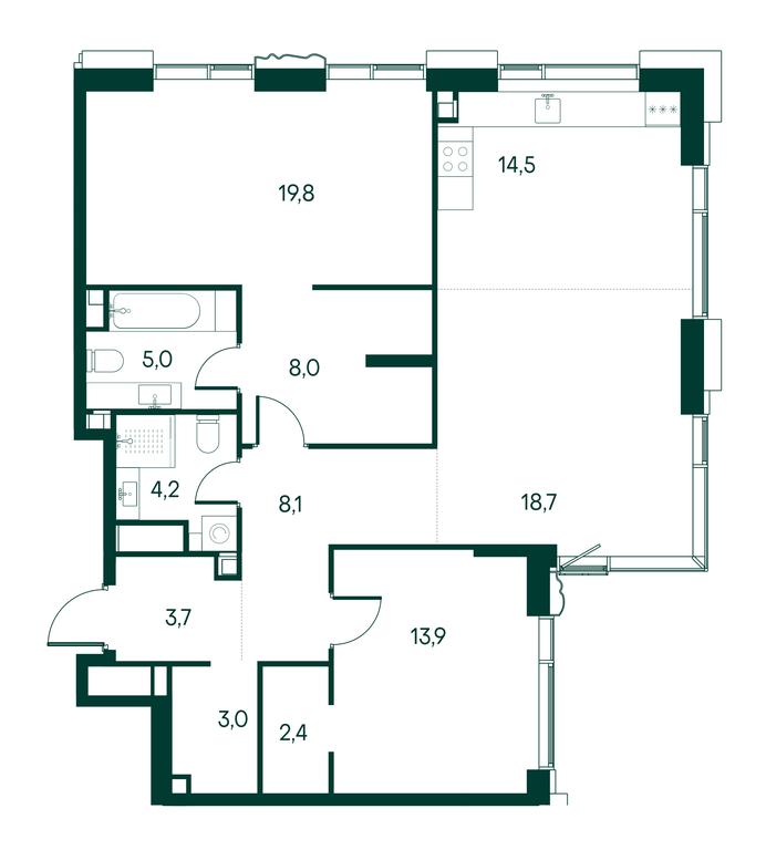 2-BD Apartment Sale, 101.8 sq. m. at Primavera, Volokolamskoye Highway, вл67, Moscow, Russia #1 2-BD Apartment Sale, 101.8 sq. m. at Primavera, Volokolamskoye Highway, вл67, Moscow, Russia #1