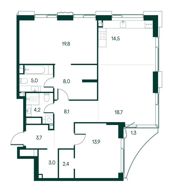 2-BD Apartment Sale, 103.2 sq. m. at Primavera, Volokolamskoye Highway, вл67, Moscow, Russia #1 2-BD Apartment Sale, 103.2 sq. m. at Primavera, Volokolamskoye Highway, вл67, Moscow, Russia #1