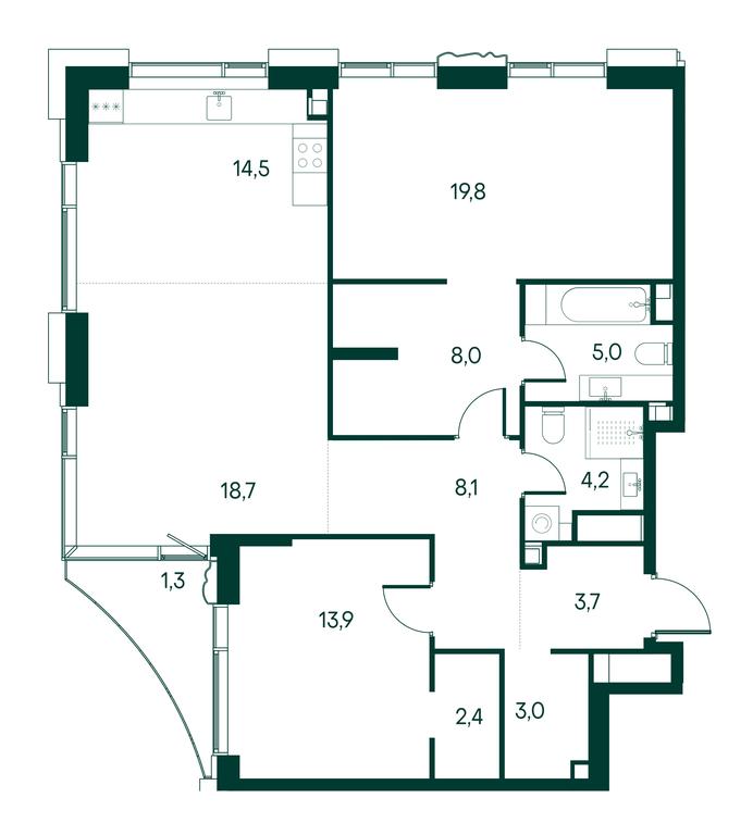 2-BD Apartment Sale, 103.2平方米 at Primavera, Volokolamskoye Highway, вл67, Moscow, Russia #1 2-BD Apartment Sale, 103.2平方米 at Primavera, Volokolamskoye Highway, вл67, Moscow, Russia #1