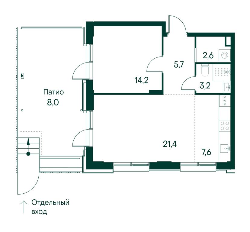 1-BD Apartment Sale, 63.2平方米 at Primavera, Volokolamskoye Highway, вл67, Moscow, Russia #1